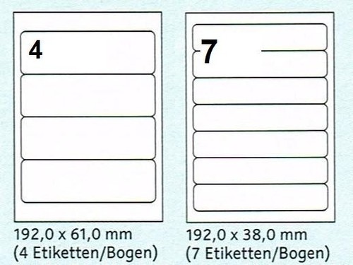 Etiketten 192 mm und - 192, 38